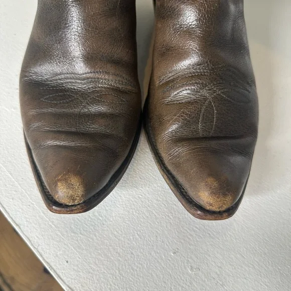 Vintage Frye Aged Brown Leather Western Cowboy Boots Women's - Size 7.5 - Picture 5 of 9